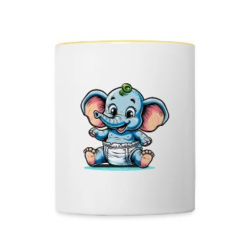 Baby Elephant – Great Adventures in Tight Diapers - Contrasting Mug - white/yellow - Front