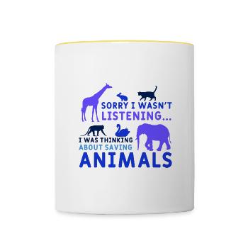 Save Animals Rescue Katzen und Hunde Tierschutz - Tasse zweifarbig - Weiß/Gelb - Vorne