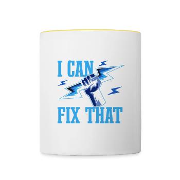 Électricien Ironique Dicton Electro Hobby - Mug contrasté - blanc/jaune - Devant