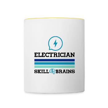 Electrician Skills and Brain Electro Worker - Contrasting Mug - white/yellow - Front
