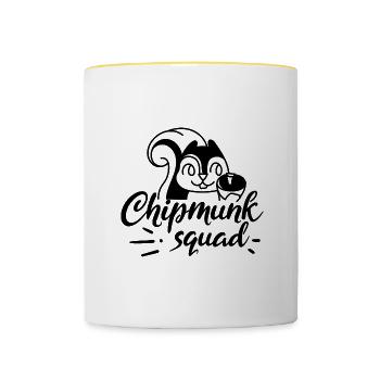 Chipmunk Squad Cute Forest Animal Nature Lover - Contrasting Mug - white/yellow - Front