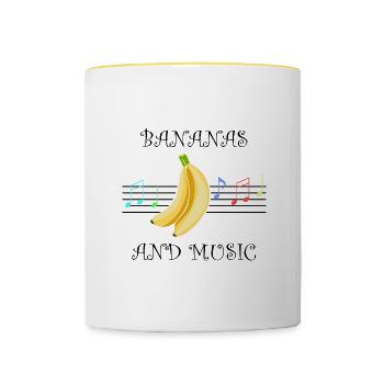 Bananas and Music Notes Musician Exotic Fruits - Contrasting Mug - white/yellow - Front