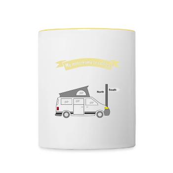 my motorhome is calling - Tasse zweifarbig - Weiß/Gelb - Vorne