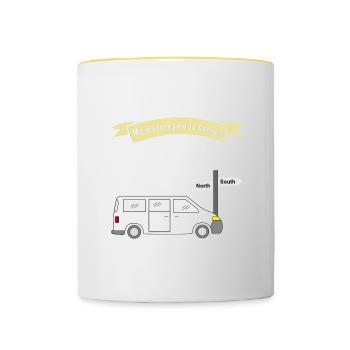 mon camping-car appelle - Mug contrasté - blanc/jaune - Devant