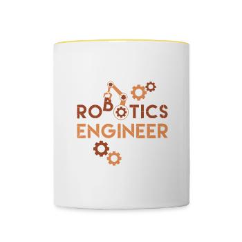 Hobby-Robotik-Ingenieur Lustiger - Tasse zweifarbig - Weiß/Gelb - Vorne
