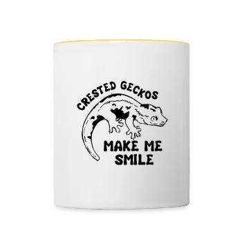 Joli dicton ironique sur les geckos huppés - Mug contrasté - blanc/jaune - Devant