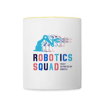 Robotics Squad Mechanic Engineer Student Robot - Contrasting Mug - white/yellow - Front