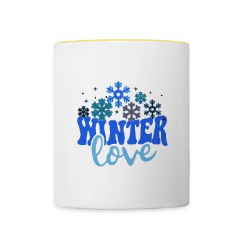 Winter Love Cozy Nature, faune, paysage enneigé - Mug contrasté - blanc/jaune - Devant