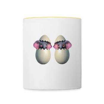 Baby elephant hatch - Contrasting Mug - white/yellow - Front
