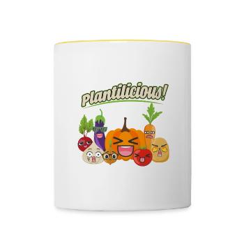 Citation ironique sur les légumes Plantilicious - Mug contrasté - blanc/jaune - Devant