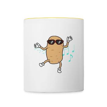 Dancing Potatoe for Hobby Chef Cute Vegetable - Contrasting Mug - white/yellow - Front