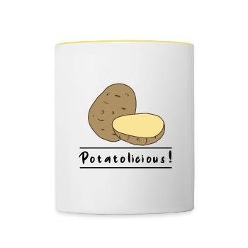 Légumes | Hobby Chef | Pommes de terre mignonnes | - Mug contrasté - blanc/jaune - Devant