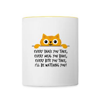 Funny Cat Saying - Cat Sayings Can Opener - Contrasting Mug - white/yellow - Front