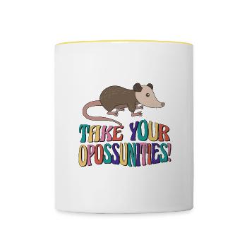 Profitez de votre chance Faune, animal, rongeur, - Mug contrasté - blanc/jaune - Devant