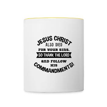 Folgen Sie dem Bibelstudium des Herrn Jesus - Tasse zweifarbig - Weiß/Gelb - Vorne