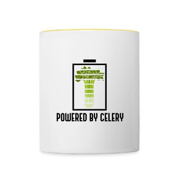 Angetrieben von: Sellerie, Pflanzenfutter, - Tasse zweifarbig - Weiß/Gelb - Vorne