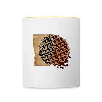 Art Waffle Design Food Hobby Chef Gourmet - Mug contrasté - blanc/jaune - Devant