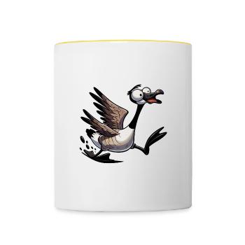Verrückte kanadische Gänsegänse - Tasse zweifarbig - Weiß/Gelb - Vorne