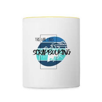 Girl Likes Scrapbooking Hobby Designer Crafting - Contrasting Mug - white/yellow - Front
