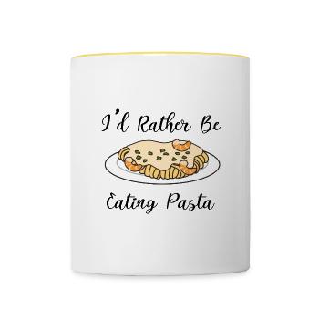 Manger des pâtes Ironic Spaghetti Lover Italian - Mug contrasté - blanc/jaune - Devant