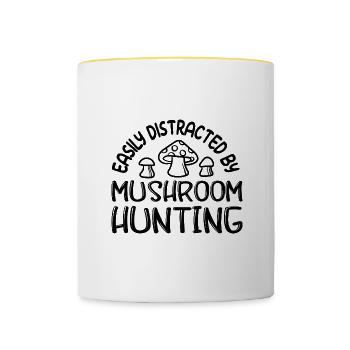 Distrait par la culture des champignons Shiitake - Mug contrasté - blanc/jaune - Devant