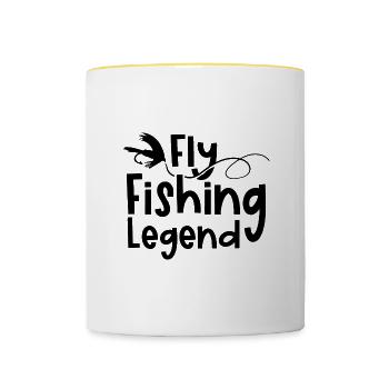 Pêche à la mouche Legend Trout Fisherman - Mug contrasté - blanc/jaune - Devant