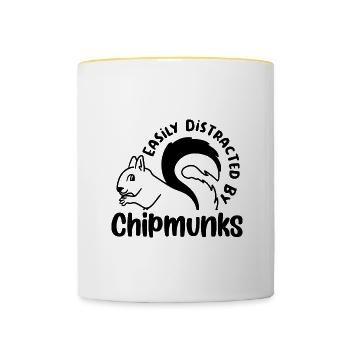 Distracted by Chipmunks Squirrel Forest Nature - Contrasting Mug - white/yellow - Front
