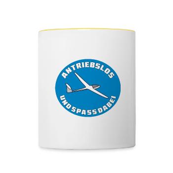 antriebslos und spass dabei - Tasse zweifarbig - Weiß/Gelb - Vorne