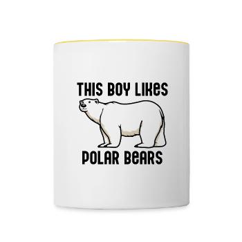 Junge mag Eisbären arktische Wildtiere Natur - Tasse zweifarbig - Weiß/Gelb - Vorne