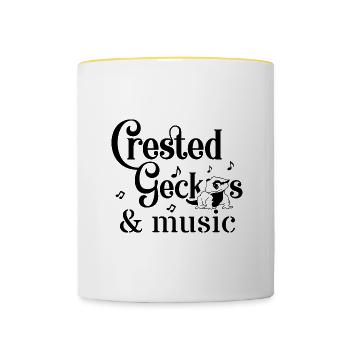 Exotic Animal Reptiles Wildlife Crested Geckos - Contrasting Mug - white/yellow - Front