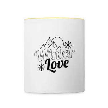 Winter Love Snow Holiday Cozy Winter Time - Contrasting Mug - white/yellow - Front