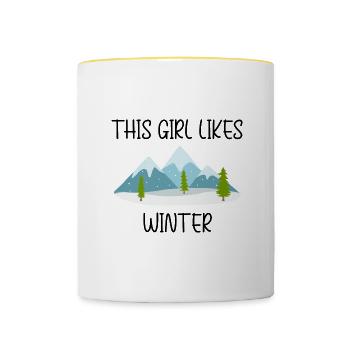 Girl Likes Winter Days Cozy Winter Season - Contrasting Mug - white/yellow - Front