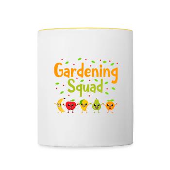 Jardinier mignon, amateur de légumes, amoureux de - Mug contrasté - blanc/jaune - Devant