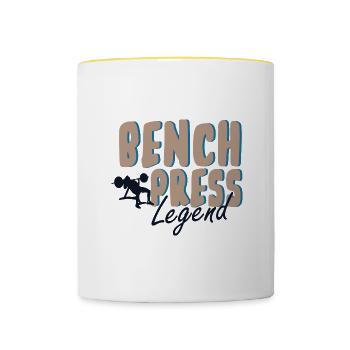 Benchpress Powerlifter Gym Bodybuilding-Training - Tasse zweifarbig - Weiß/Gelb - Vorne