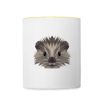 Art du hérisson, faune puriste, nature animale - Mug contrasté - blanc/jaune - Devant