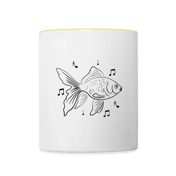 Goldfish Music Notes Musician Fish - Tasse zweifarbig - Weiß/Gelb - Vorne