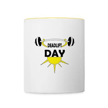 Gymnase, haltérophilie, powerlifter, entraînement - Mug contrasté - blanc/jaune - Devant