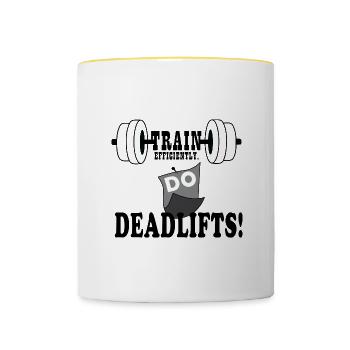 Entraînez-vous : Deadlifts, powerlifter, gym, - Mug contrasté - blanc/jaune - Devant