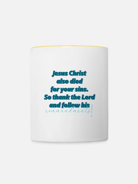 Jesu Gebote Bibelstudium Glaube Gott - Tasse zweifarbig - Weiß/Gelb