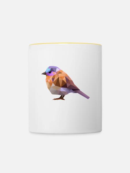 Polygon Vogel Design - Tasse zweifarbig - Weiß/Gelb
