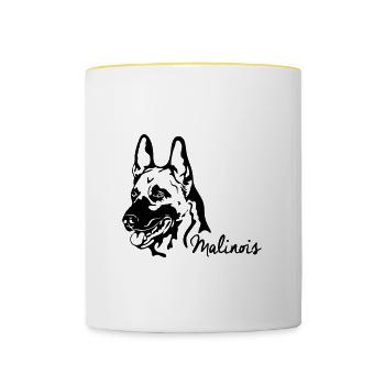 MALINOIS Berger Belge Wilsigns chiens IGP - Mug contrasté - blanc/jaune - Devant