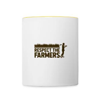 Respecter l'agriculteur - Respecter les agriculteurs - Mug contrasté - blanc/jaune - Devant