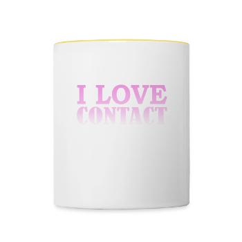 J’adore les sports de contact - Mug contrasté - blanc/jaune - Devant