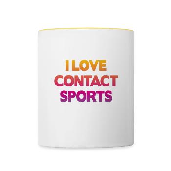 I love Contact Sports Football - Contrasting Mug - white/yellow - Front