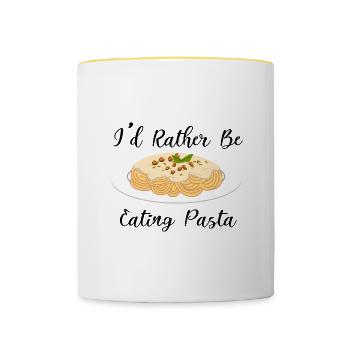 Spaghetti and Pasta Ironic Saying Noodle Chef - Contrasting Mug - white/yellow - Front