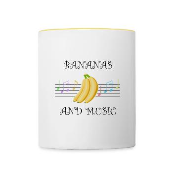 Bananas and Music Notes Clef Musician Fruits - Contrasting Mug - white/yellow - Front