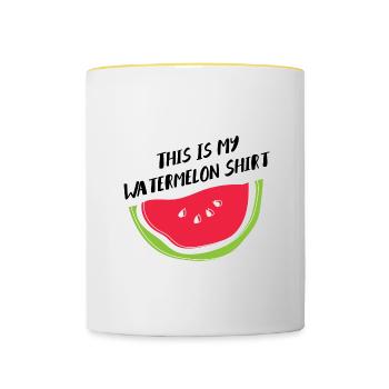 Watermelon Ironic Quote Fruits tropicaux d'été - Mug contrasté - blanc/jaune - Devant