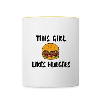 Restauration rapide, Burger, Hamburger, nourriture - Mug contrasté - blanc/jaune - Devant