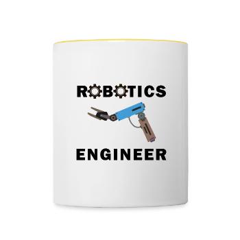 Robotique, citation ironique, ingénierie - Mug contrasté - blanc/jaune - Devant