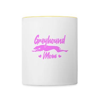 Greyhound Mom - Tasse zweifarbig - Weiß/Gelb - Vorne